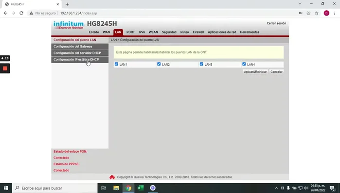 Guardar la configuración del router.