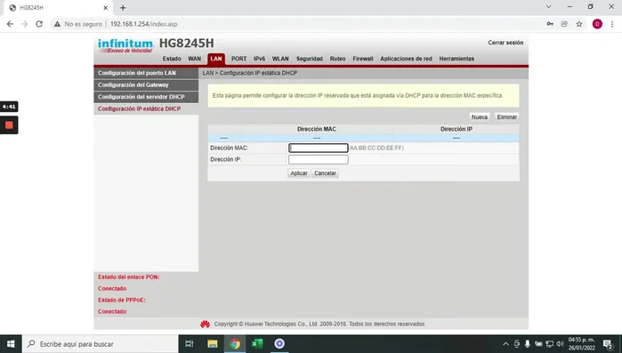 Guardar la configuración del router.