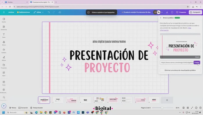 Copiar y enviar el enlace a los usuarios.