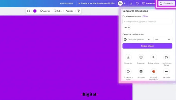 Presionar 'Compartir' para enviar el acceso.