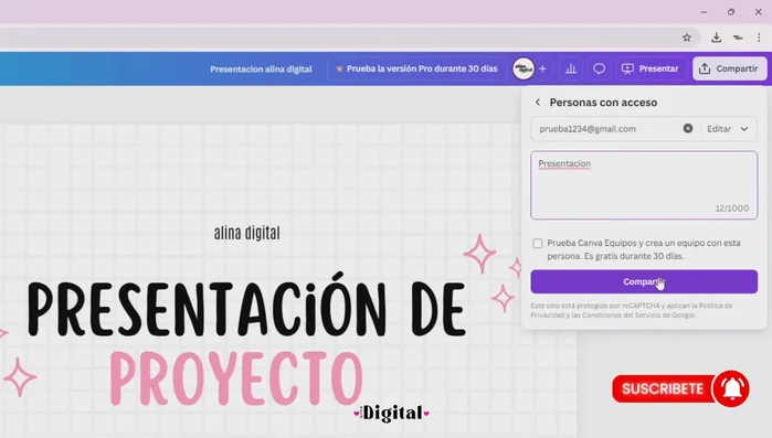 Presionar 'Compartir' para enviar el acceso.