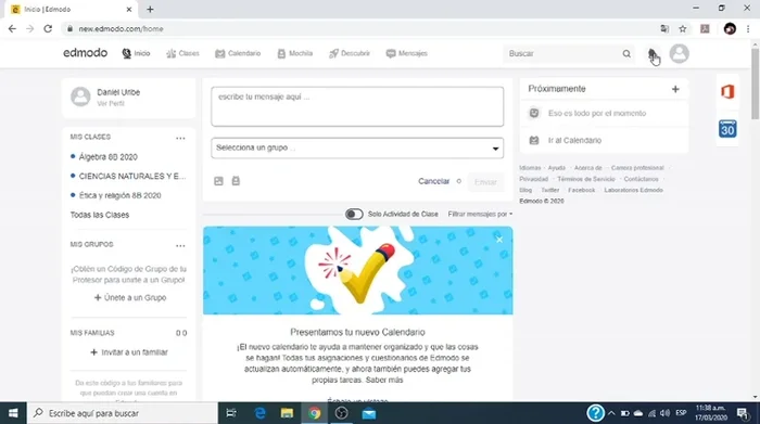 Hacer clic en la notificación de la autoevaluación.