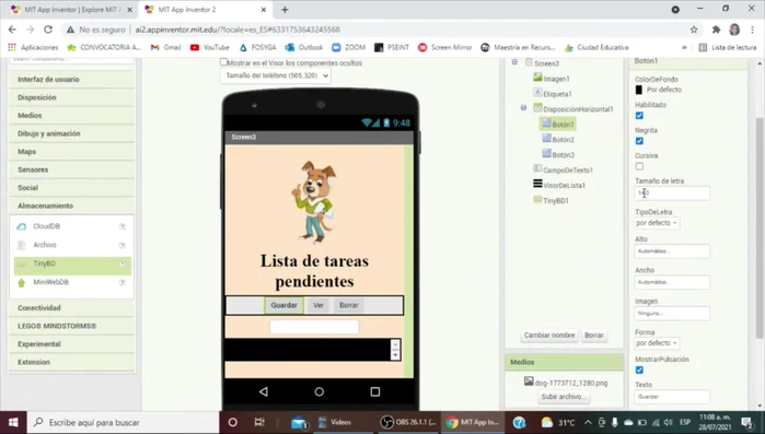 Dar formato a los botones: negrita, tamaño de letra 20, ancho 25%, forma redondeada.
