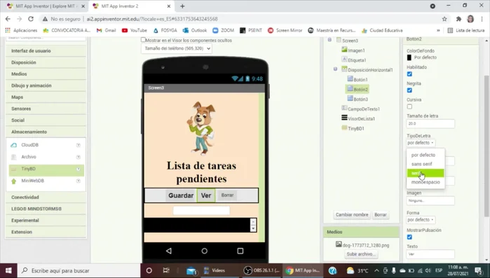 Ajustar el campo de texto al contenedor (ancho automático, alto 15%).