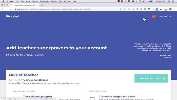Selecciona la opción "Quizlet Live" en el conjunto de tarjetas.