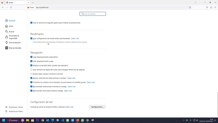 Para habilitar la aceleración de hardware, marca la casilla. Para deshabilitarla, desmarca la casilla.