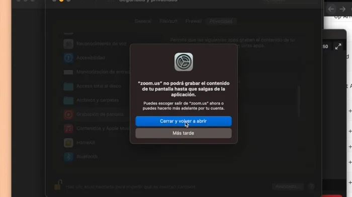 Cerrar Zoom completamente usando el menú contextual o comando Q para evitar problemas de seguridad.
