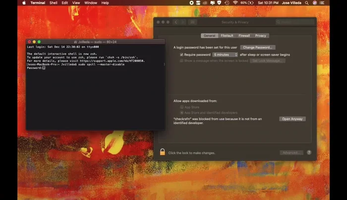 Introduce tu contraseña de administrador cuando se te solicite.