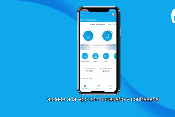 Accede a la app Mi Movistar con tu usuario y contraseña.