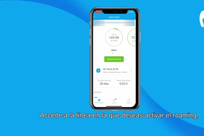 Ubica la línea en la que deseas activar el roaming (ej: línea principal).