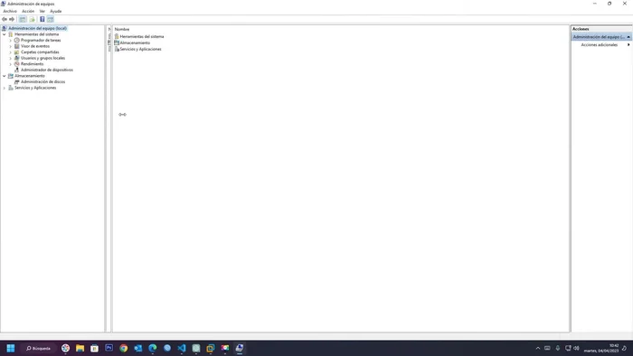 En la ventana de Administración de equipos, haz clic en 'Administrador de dispositivos'.