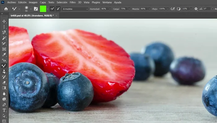 Herramienta Dedo: Desplaza píxeles para mezclar colores.