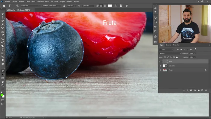Herramientas Texto (Horizontal, Vertical, Texto como Selección): Crea texto; la opción “texto como selección” genera una selección con la forma del texto.
