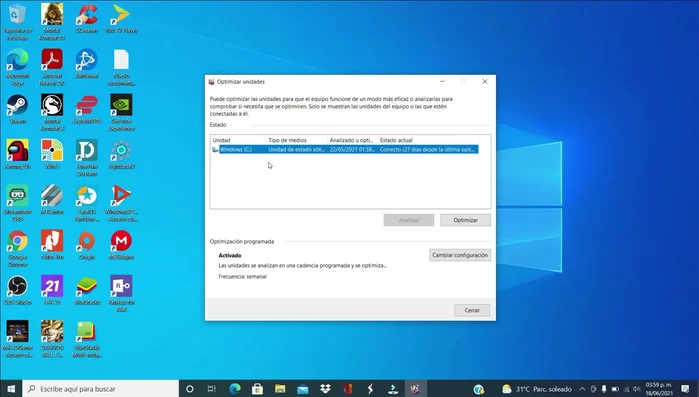 Desfragmentar y optimizar unidades.