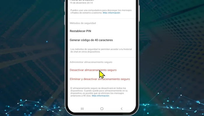 Confirma la acción al leer la advertencia sobre la pérdida de mensajes sin respaldo y pulsa 'Continuar'.