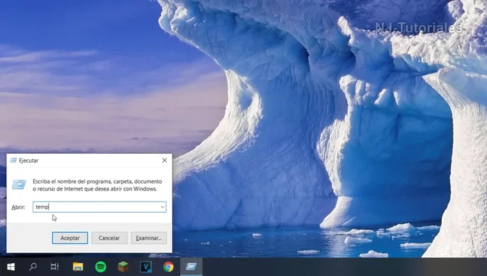 Ejecutar el segundo comando para eliminar archivos temporales del sistema: Escribe `temp` en la ventana 'Ejecutar' y presiona Enter. Selecciona todos los archivos y carpetas, luego elimínalos (Supr). Omítela archivos que no se puedan eliminar.