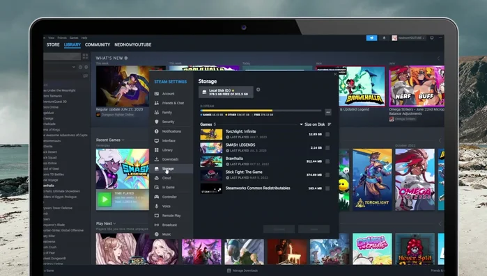 Haz clic en los tres puntos junto a 'Almacenamiento' y selecciona 'Reparar carpeta'.
