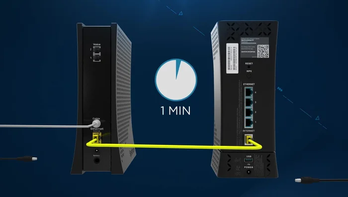 Vuelve a conectar los cables de alimentación, primero el módem y luego el enrutador (si es separado).