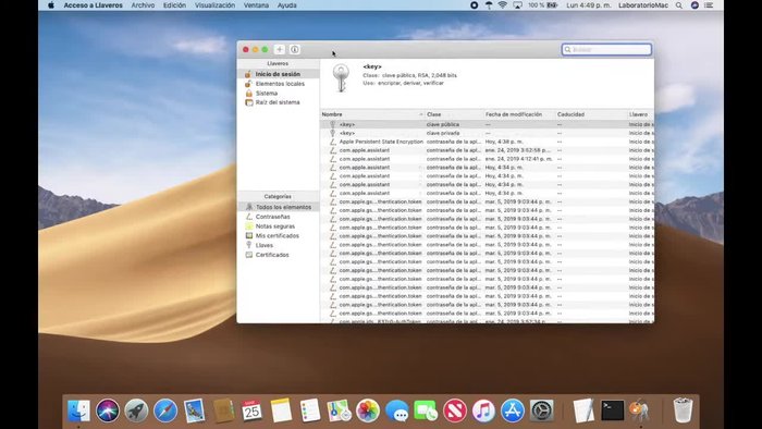 Abre la aplicación 'Acceso a Llaveros'.