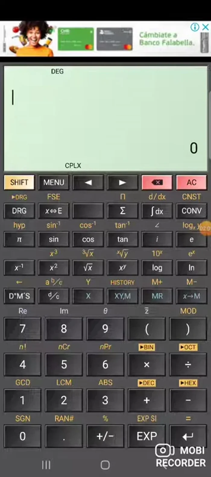 Calcular la raíz cúbica. Presionar la tecla '∛' (cuarta fila, tercera columna).