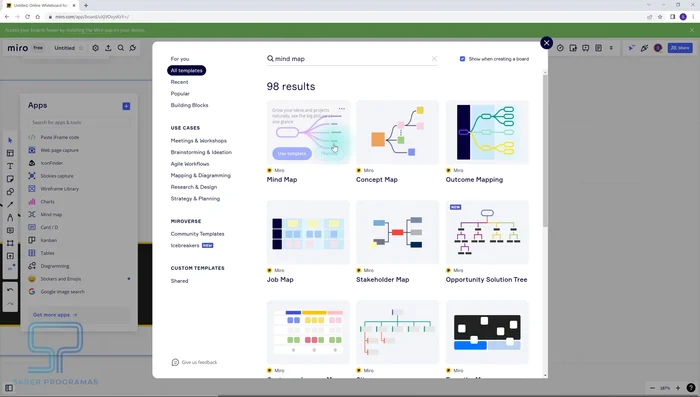 Utilizar plantillas: Busca plantillas prediseñadas (ej: 'main map' para mapas mentales) para empezar con una estructura organizada.