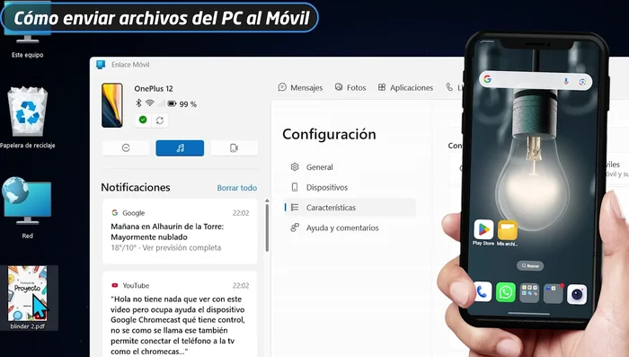 El archivo se transferirá al móvil. Recibirás una notificación en tu móvil cuando esté completo.