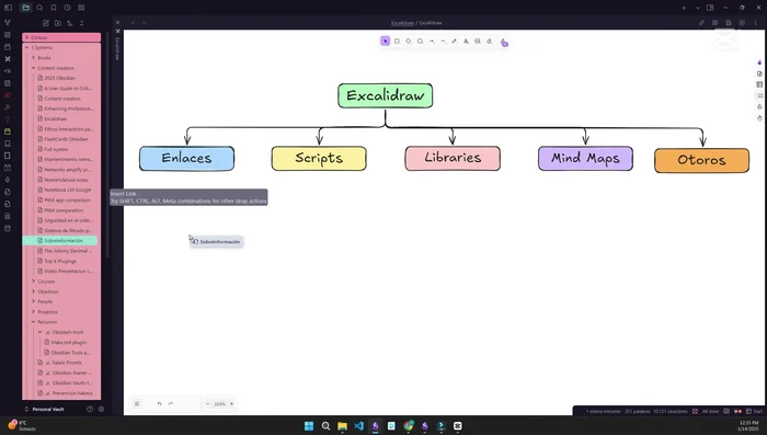 Método 3 (Interactivo): Arrastra la nota y mantén pulsadas las teclas Control y Shift. Se inserta como un elemento interactivo que permite navegar por la nota directamente en la pizarra.