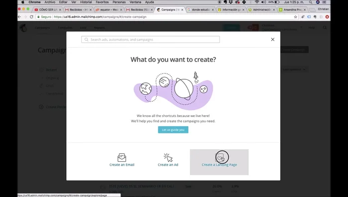 Seleccionar una lista de correos preexistente.