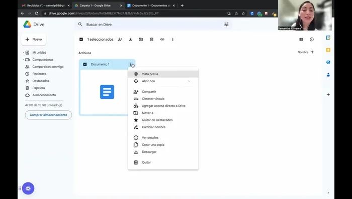 Comparte archivos: Haz clic en los tres puntos, selecciona 'Compartir' e introduce las direcciones de correo electrónico de los destinatarios, seleccionando el nivel de acceso (lector, comentarista o editor).