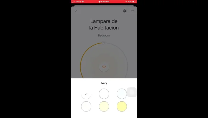 Mantén presionado el color seleccionado hasta que la lámpara cambie al color elegido. Esto guarda la configuración.