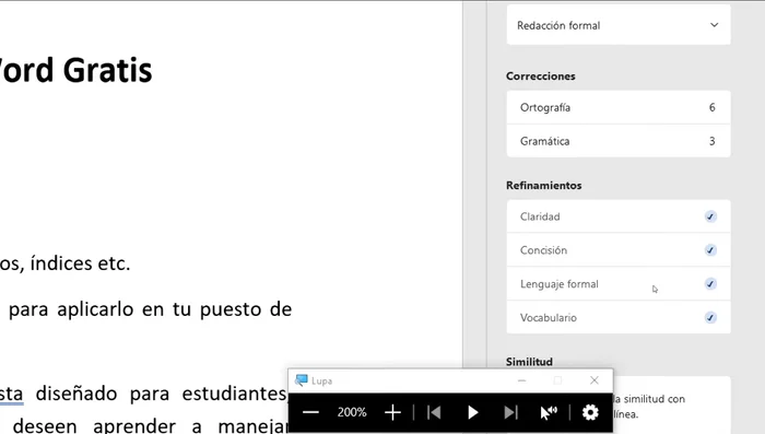 Utiliza las opciones 'Omitir', 'Ignorar todo' o 'Agregar al diccionario' según sea necesario.