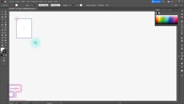 Para crear una cuadrícula, crear un cuadrado (manteniendo pulsada la tecla Shift al arrastrar con la herramienta Rectángulo).