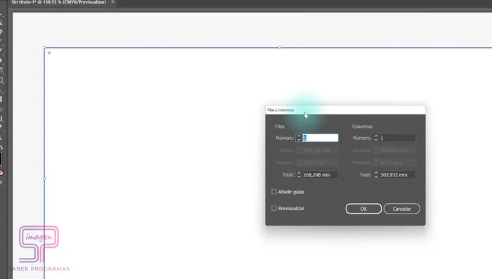 En la ventana que aparece, personalizar la tabla añadiendo filas y columnas. Activar 'Previsualizar' para ver los cambios en tiempo real.