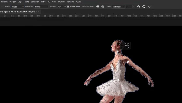 Ajustar el tamaño de los píxeles entre la malla y la imagen para controlar la expansión de la malla.