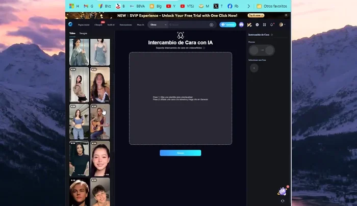 Elegir una plantilla o usar una personalizada. Seleccionar la cara del video que se quiere modificar.