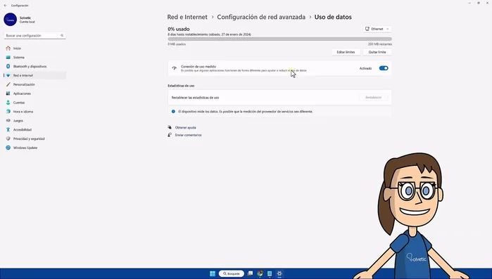 Quitar cualquier límite establecido para las conexiones de red.