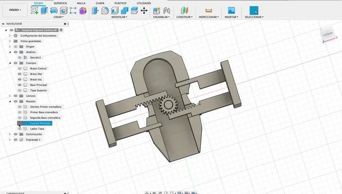 Ajustes en Fusion 360: Modificar el diseño basándose en la prueba de impresión (tamaño de los brazos, esquinas, ajuste de la tapa).