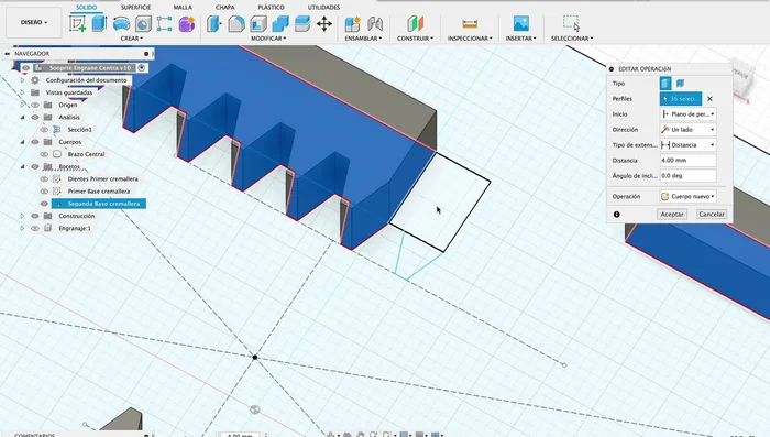 Ajustes Adicionales en Fusion 360: Modificar los brazos para evitar que se salgan del soporte, y ajustar la tapa para un mejor cierre.