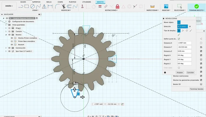 Diseño en Fusion 360: Crear el cuerpo del soporte con líneas redondeadas y elegantes, incluyendo surcos guía.