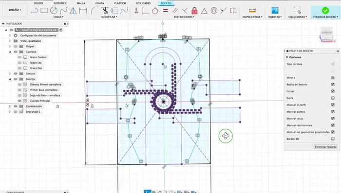 Diseño en Fusion 360: Crear el cuerpo del soporte con líneas redondeadas y elegantes, incluyendo surcos guía.