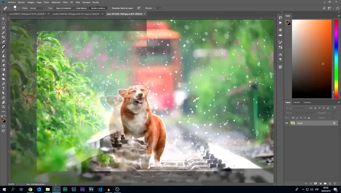 El parche ofrece una alternativa al pincel corrector puntual, permitiendo seleccionar un área y reemplazarla con una textura de otra zona.
