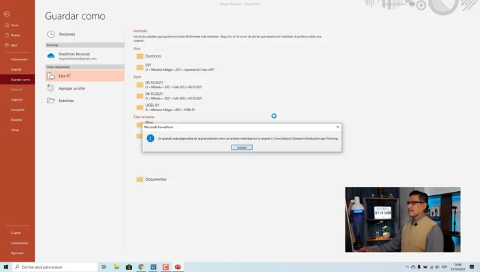 Seleccionar si se exportan todas las diapositivas.