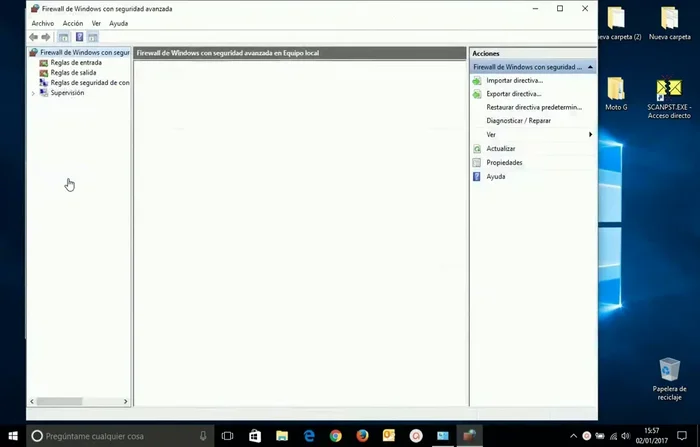 Entrar a la configuración avanzada del Firewall.