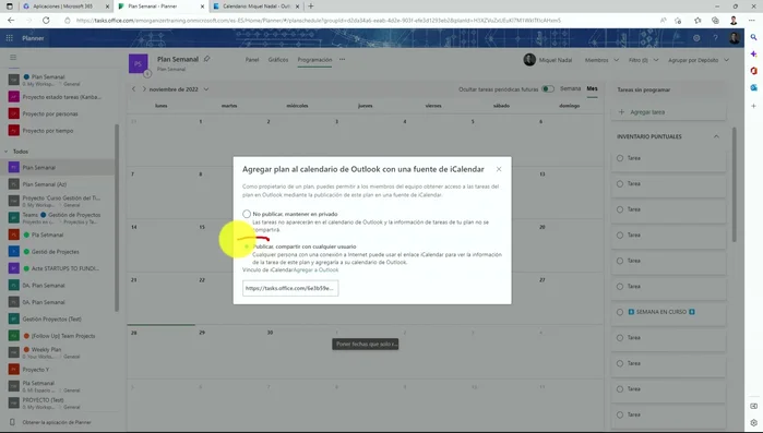 En la pantalla que aparece, elegir la opción 'Publicar y compartir' para cualquier usuario.
