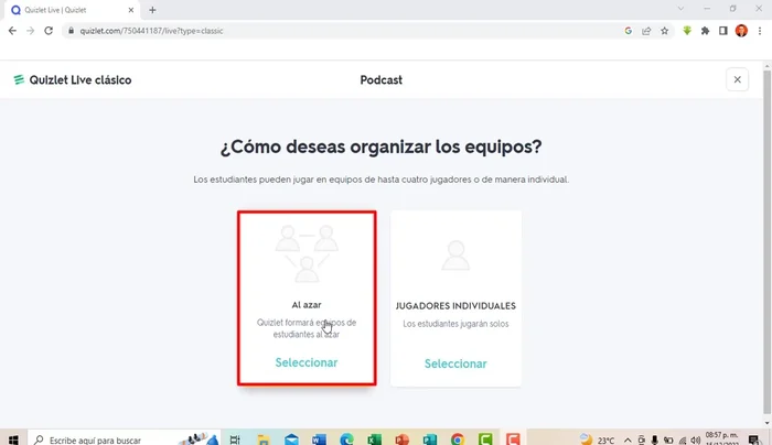 Selecciona el formato de juego: "Definición y término" o "Término y definición".