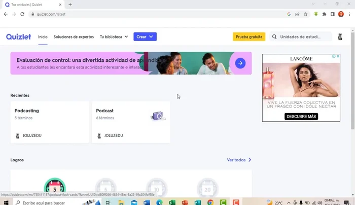 Selecciona la opción "Quizlet en vivo clásico".