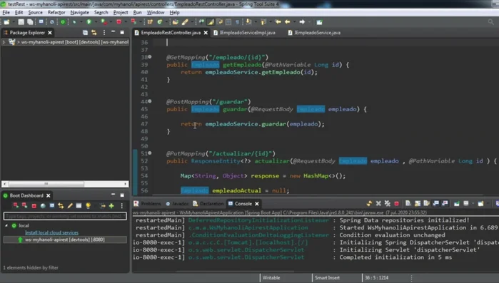 Utilización de `ResponseEntity` y manejo de excepciones en `guardarEmpleado`: