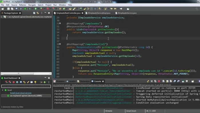 Prueba final con Postman para verificar la correcta implementación en `obtenerEmpleados`