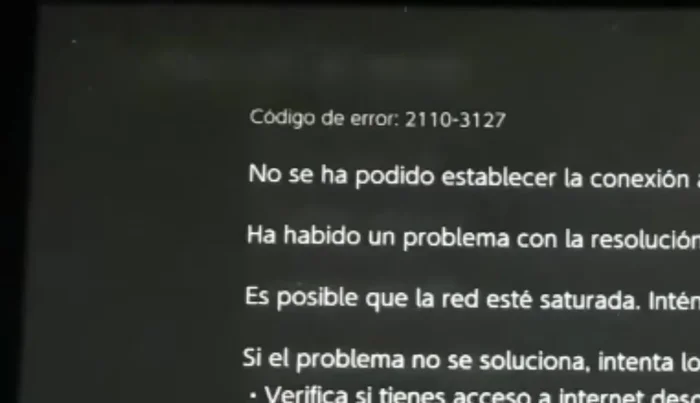 Si aparece el error 2110-3127 (problema DNS), ve a 'Ajustes de conexión' > 'Ajustes de conexión'.