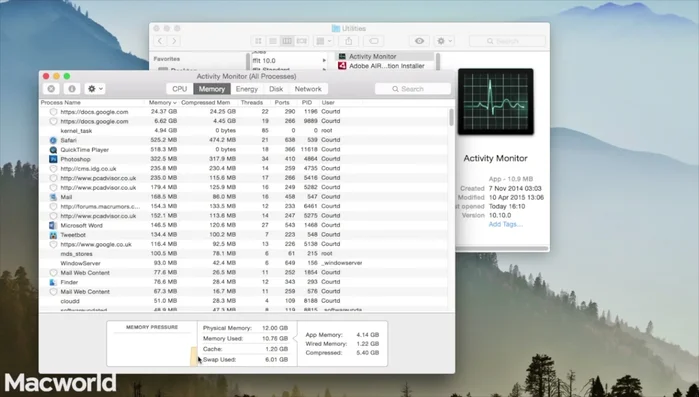 Si el gráfico de presión de memoria está amarillo o rojo (indica problemas de administración de memoria), cierra las apps que consuman mucha memoria.